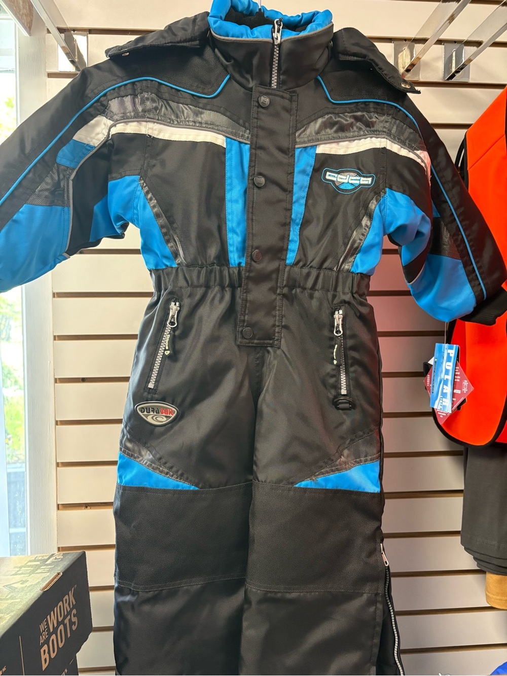 Unbranded Kids Black and Blue Insulated One-Piece Snow Suit